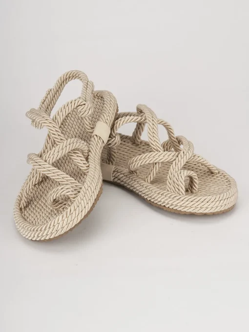 Sandali tacco 1cm pelle beige