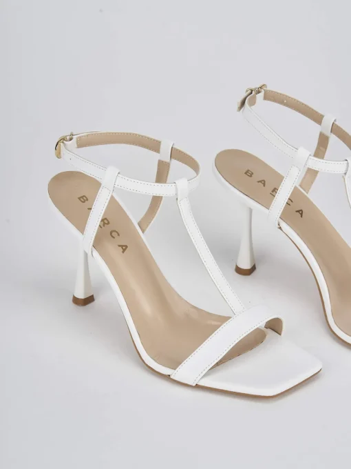 Sandali tacco 7cm pelle bianco