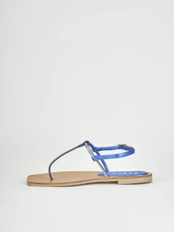 Sandali tacco 1cm pelle blu
