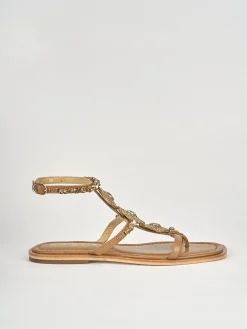 Sandali tacco 1cm pelle marrone