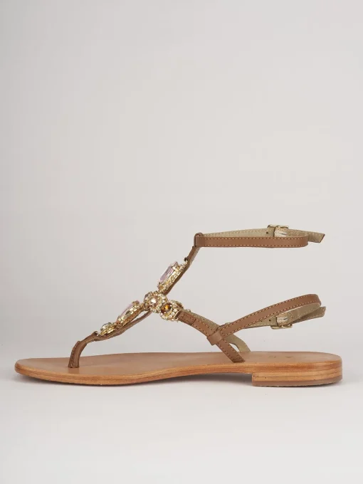Sandali tacco 1cm pelle marrone