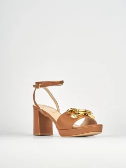 Sandali tacco 7cm pelle marrone