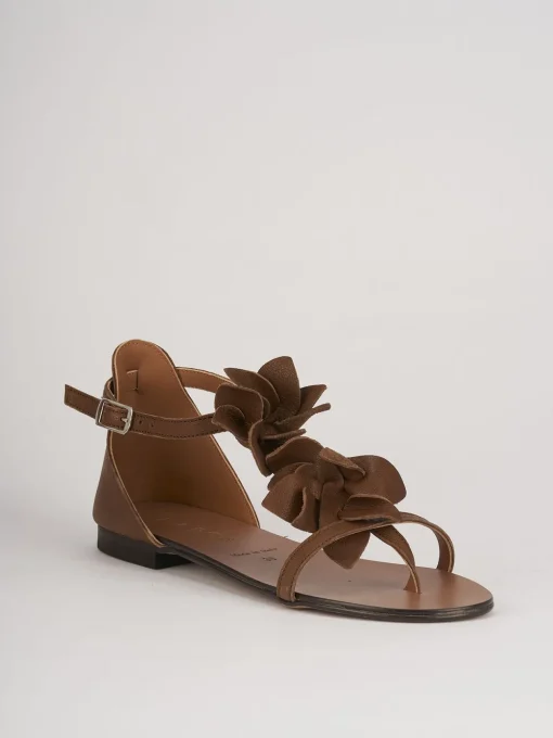 Sandali tacco 1cm pelle marrone