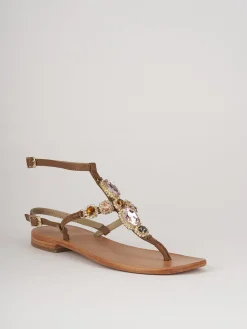 Sandali tacco 1cm pelle marrone