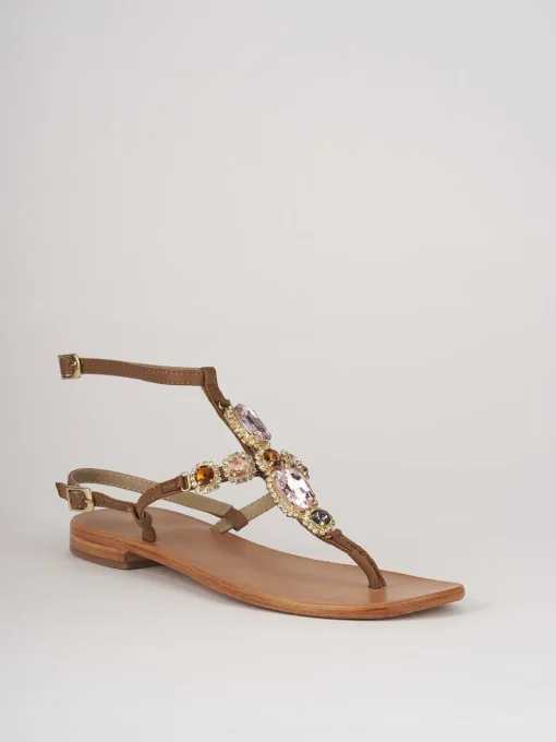 Sandali tacco 1cm pelle marrone