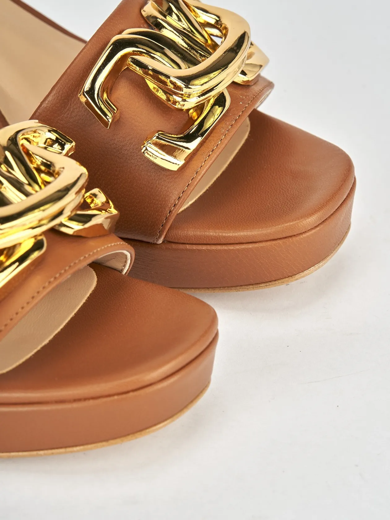 Sandali tacco 7cm pelle marrone