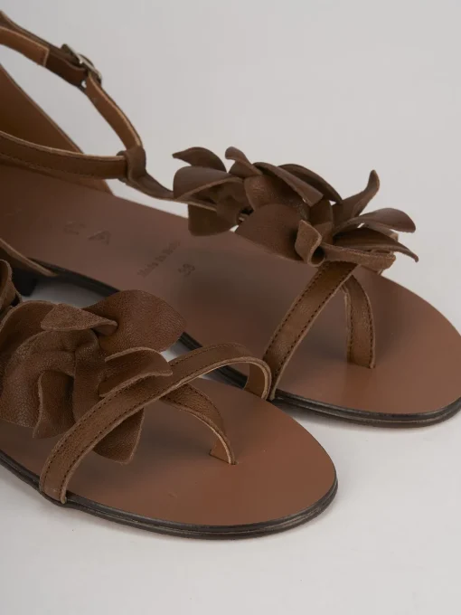 Sandali tacco 1cm pelle marrone