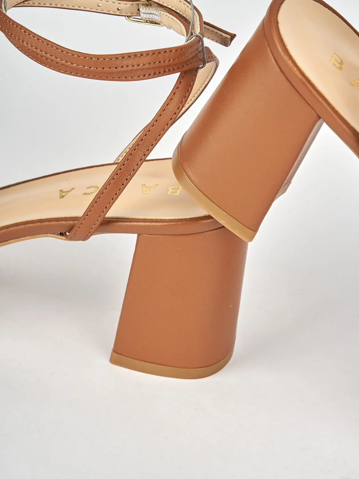 Sandali tacco 7cm pelle marrone