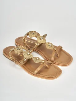 Sandali tacco 1cm pelle marrone