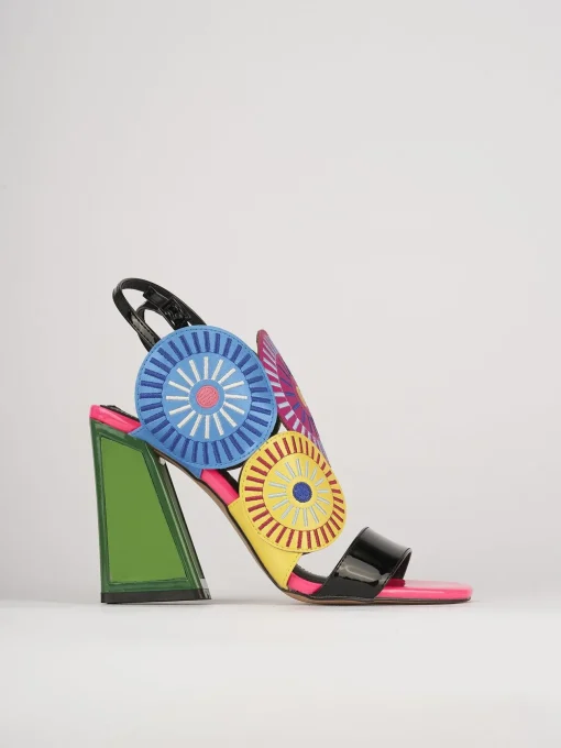 Sandali tacco 11cm pelle multicolor