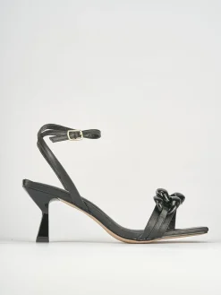 Sandali tacco 5cm pelle nero