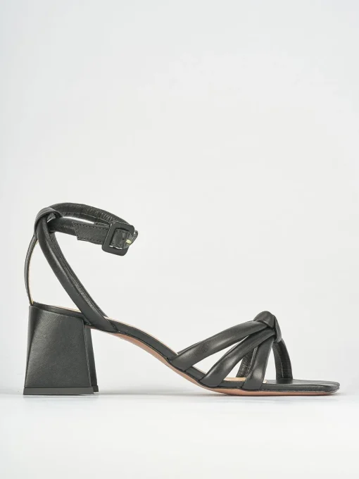 Sandali tacco 6cm pelle nero