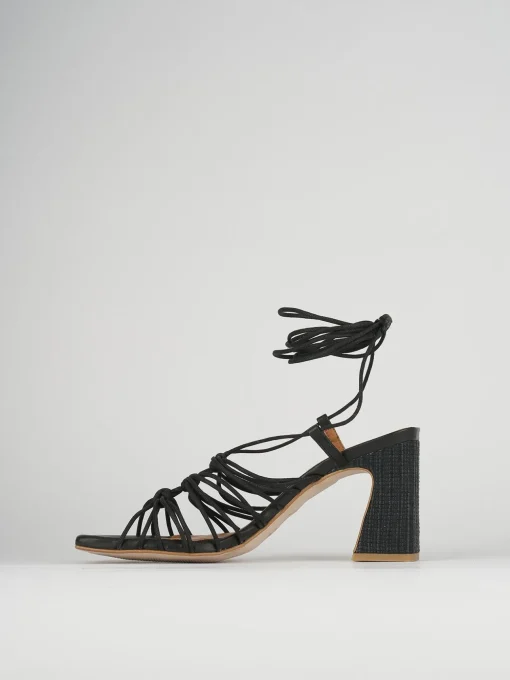 Sandali tacco 8cm pelle nero