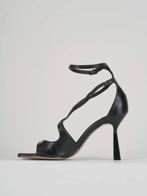 Sandali tacco 9cm pelle nero