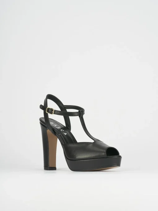 Sandali tacco 9cm pelle nero