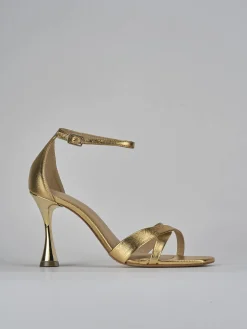 Sandali tacco 9cm pelle oro