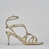 Sandali tacco 7cm pelle oro