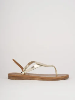 Sandali tacco 1cm pelle oro