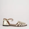 Sandali tacco 1cm pelle oro