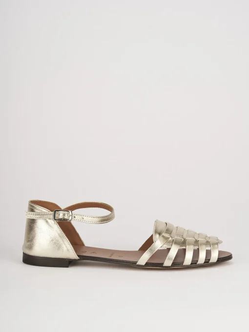 Sandali tacco 1cm pelle oro