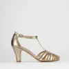 Sandali tacco 5cm pelle oro