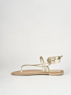 Sandali tacco 1cm pelle oro