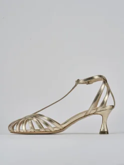 Sandali tacco 5cm pelle oro