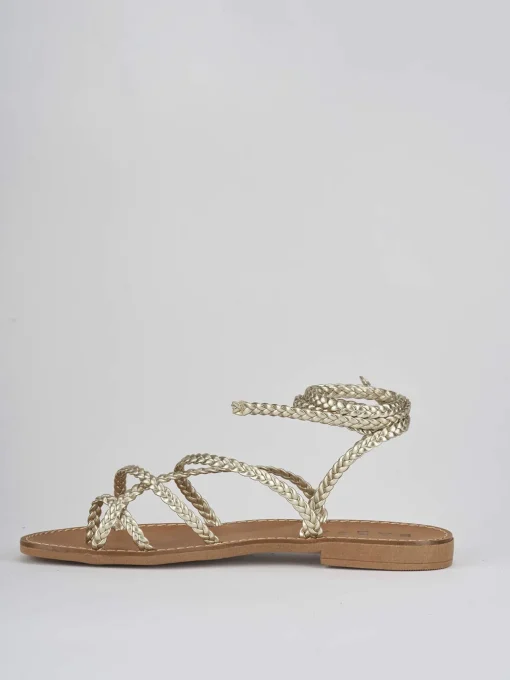 Sandali tacco 1cm pelle oro