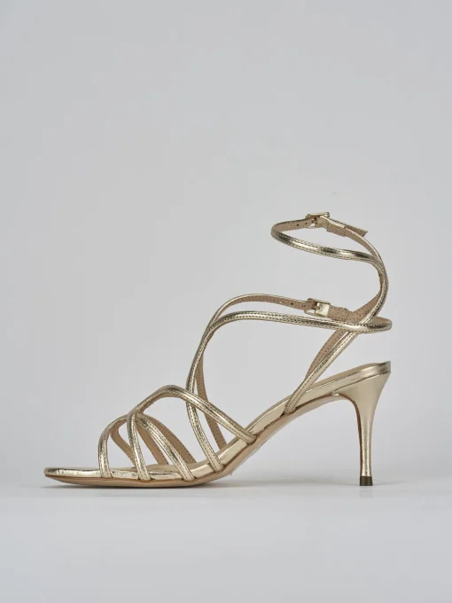 Sandali tacco 7cm pelle oro