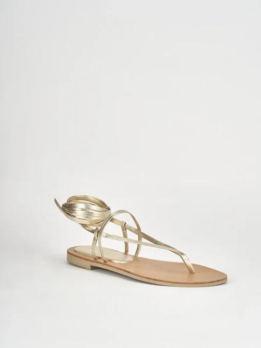 Sandali tacco 1cm pelle oro