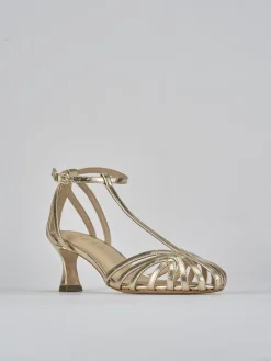 Sandali tacco 5cm pelle oro