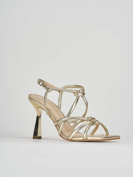 Sandali tacco 9cm pelle oro