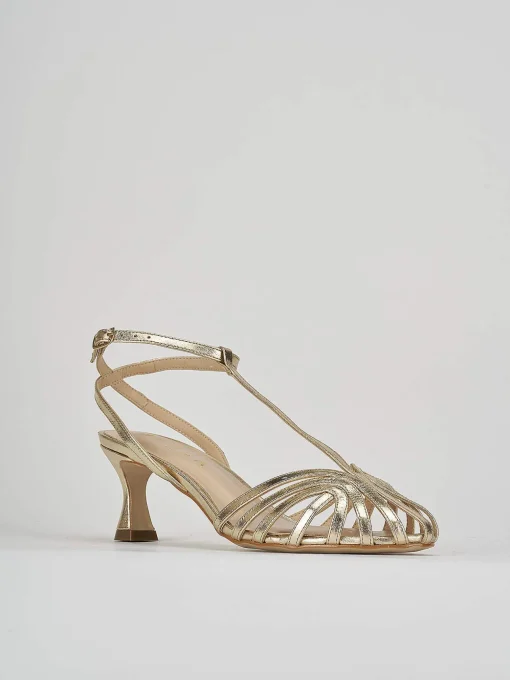 Sandali tacco 5cm pelle oro