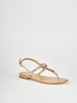 Sandali tacco 1cm pelle oro