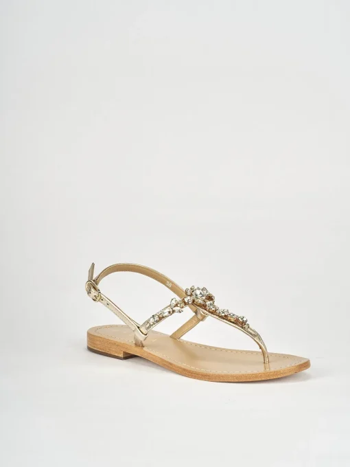 Sandali tacco 1cm pelle oro