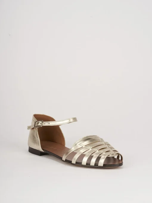 Sandali tacco 1cm pelle oro