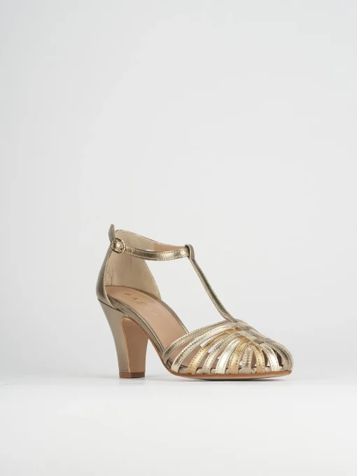 Sandali tacco 5cm pelle oro