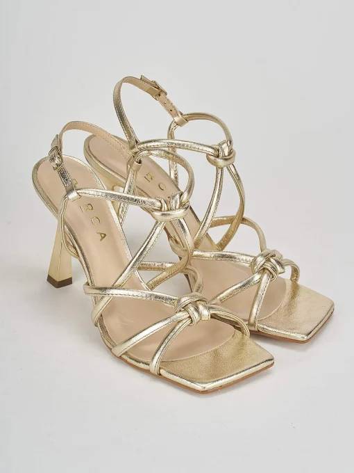Sandali tacco 9cm pelle oro