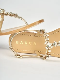 Sandali tacco 1cm pelle oro