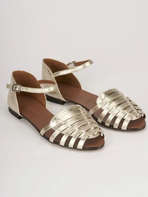 Sandali tacco 1cm pelle oro