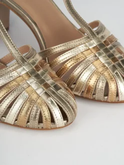 Sandali tacco 5cm pelle oro