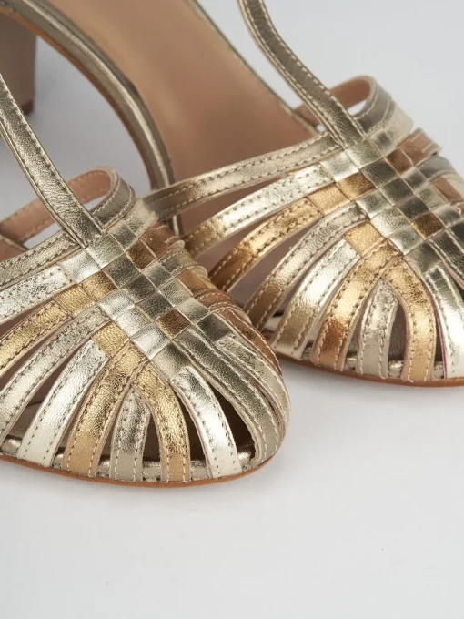 Sandali tacco 5cm pelle oro