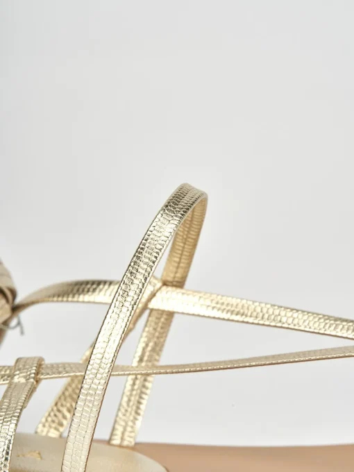 Sandali tacco 1cm pelle oro