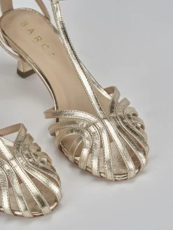 Sandali tacco 5cm pelle oro
