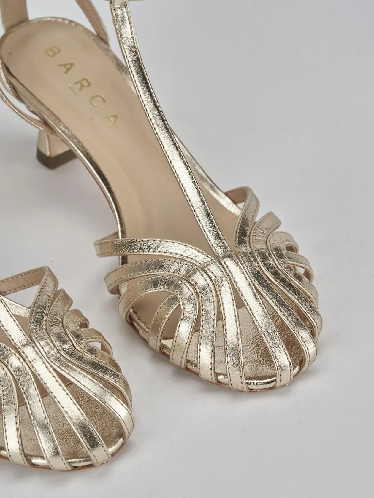 Sandali tacco 5cm pelle oro