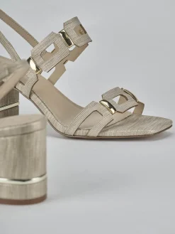 Sandali tacco 9cm pelle oro