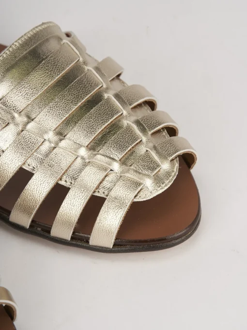 Sandali tacco 1cm pelle oro