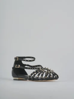 Sandali tacco 2cm pelle sostenib nero