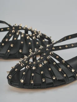 Sandali tacco 2cm pelle sostenib nero