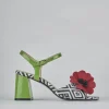 Sandali tacco 7cm pelle verde